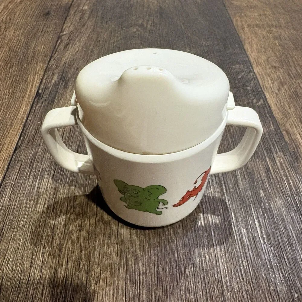Vintage Jungle Friends Melamine Child Dinnerware Set Plate Bowl Cup Utensils